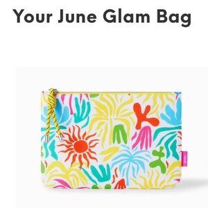 NWT JUNE Glam Bag! White Yellow Blue Pink Green Orange cosmetics travel pouch